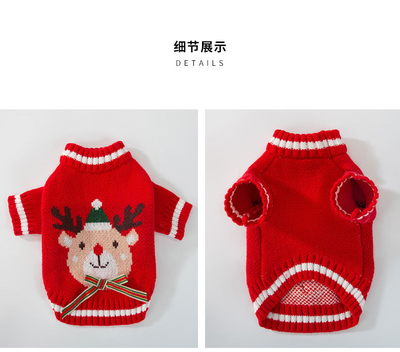 秋と冬犬エルククリスマスお祝いセーター小型および中型犬猫ペット服新年服 ペット服