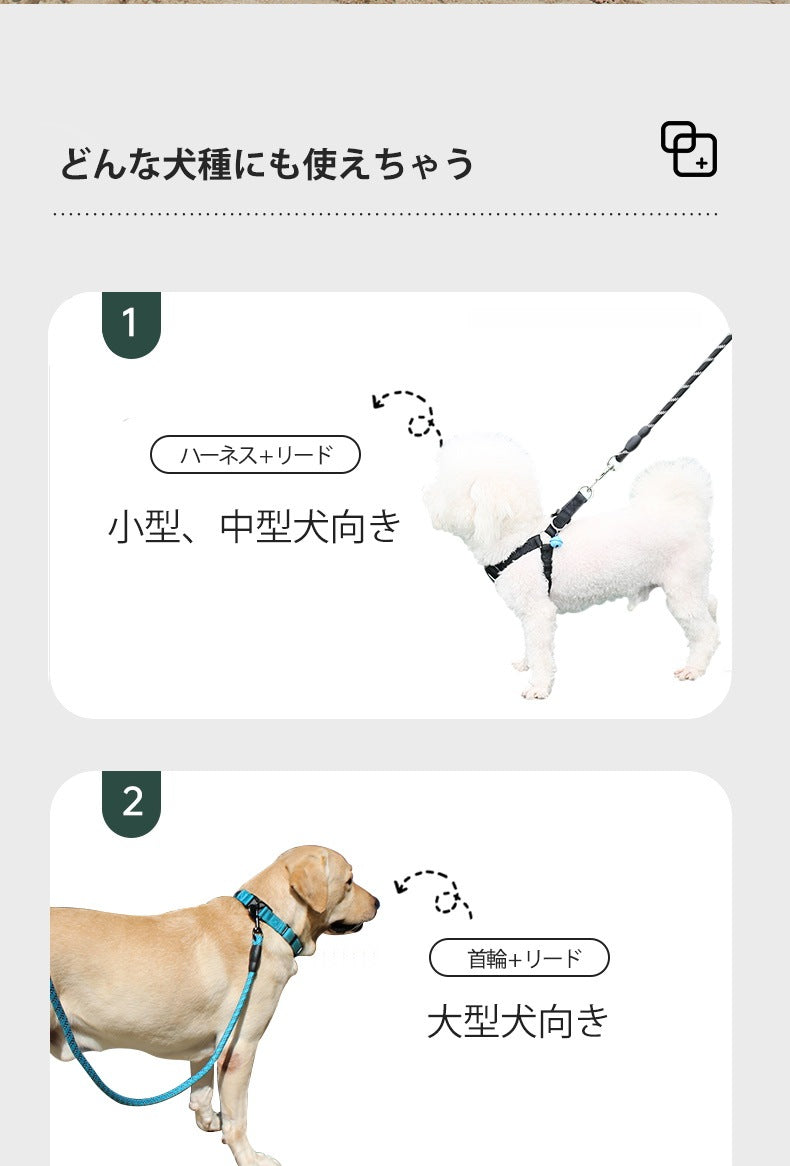 ペット用リード QYS-NL01 小型犬 中型犬 大型犬 ペット 犬 リード ロープ ドッグ 犬用 散歩 散歩グッズ お出かけ わんちゃん
