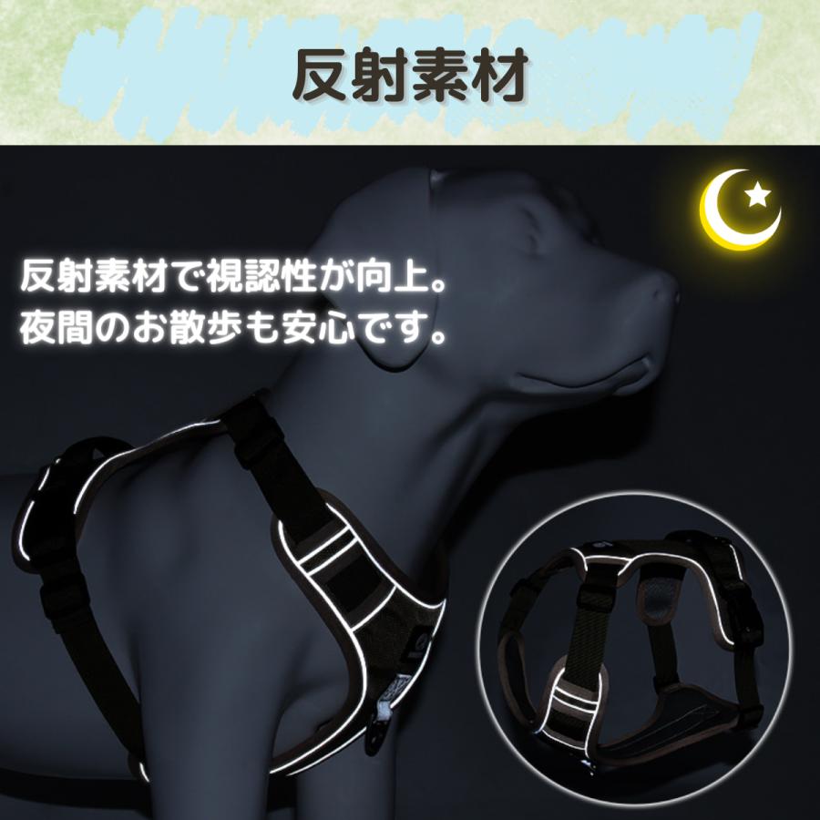 抜けない ハーネス 小型犬 犬 首輪 簡単装着 頑丈 おしゃれ バックル 中型犬 クッション 散歩 ナスカン 反射 大型犬 夜 安心 脱げない 胴輪 ロック機能 リード