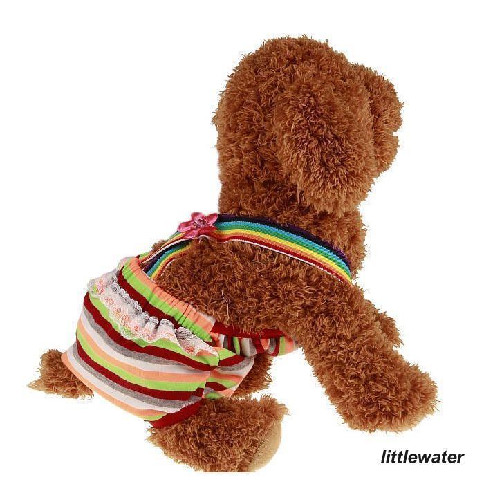新品入荷 犬用サニタリーパンツ マナーパンツ ドッグウェア ペット用品 生理パンツ ボーダー 花 フラワー かわいい カラフル レース レインボー