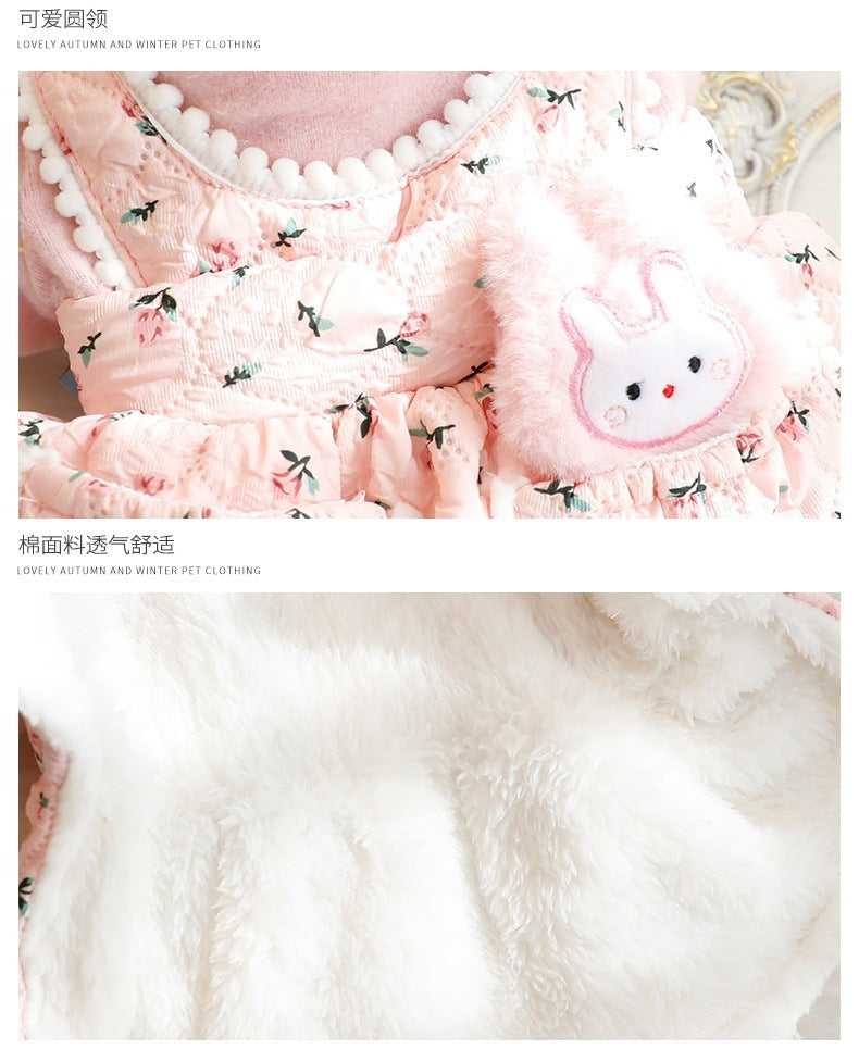 2色XS-XLあたたまることスエード入り厚手タイプ犬の服かわいい猫の新生ミルク犬のミルク猫のプリンセスワンピース子犬マシュマロ小型犬ペットテディ服キャミソール甘い猫犬服CXDZ63
