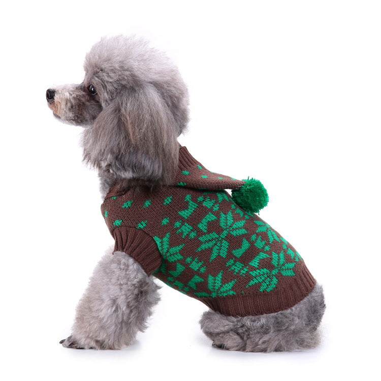 2023年新作入荷 ペット服 犬 服 Tシャツ ドッグウェアペットの服セーターハイネック犬の服セータークリスマス雪花の犬のセーター秋冬