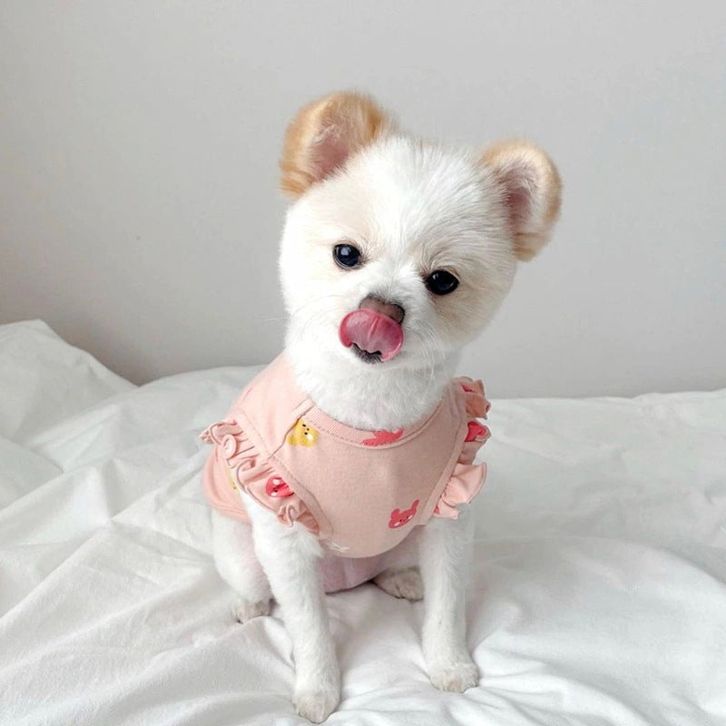 【新作犬猫服 登場】 犬服 ペット服 犬 洋服 春薄手猫小フライスリーブベスト犬二本足コート小 中型犬子犬猫秋ペット服
