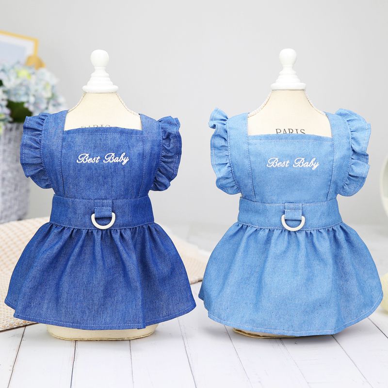 ペットの猫の服の王女の子犬のデニムのスカートのベスト メガ割ワンピースパンツトートバッグ