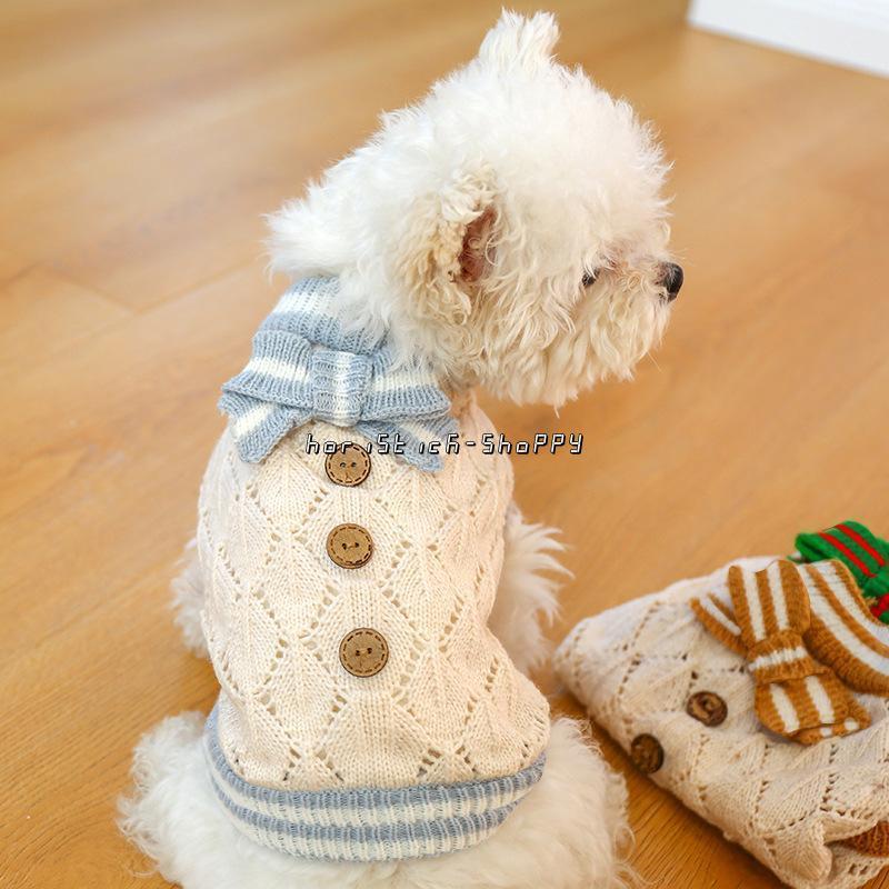 ペット服 犬服 セーター ニット犬服 猫服 リボン ペットウェア ドッグウェア チワワ 防寒 冬 新品 セーター 犬用スウェット 長袖 猫用品 ペット用品