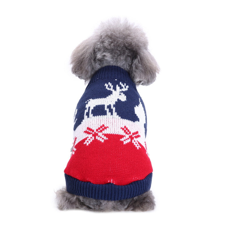 2023年新作入荷 ペット服 犬 服 Tシャツ ドッグウェアペットの服セーターハイネック犬の服セータークリスマス雪花の犬のセーター秋冬