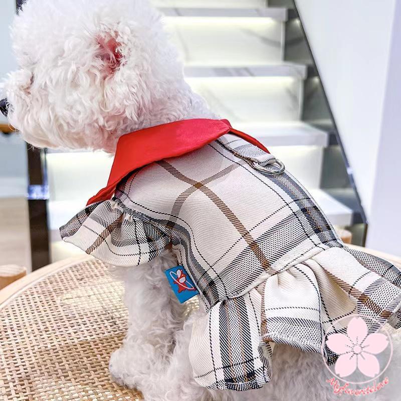万能流行感 ペット 服 安い 犬 春 夏 秋 チェック 柄 ワンピース かわいい 可愛い ハイブランド 猫 ドッグウェア