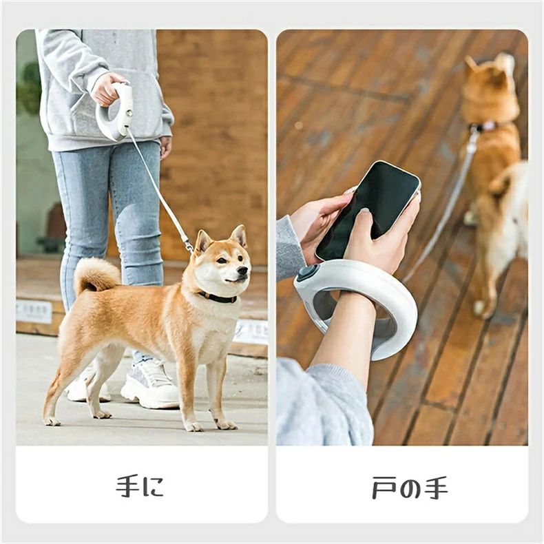 売れ ワンボタンリード (自動伸縮リード) 犬 リード 自動伸縮犬用ロングリード 中大型犬 暴れるダッシュを防止 LEDライト付き 長さ3m