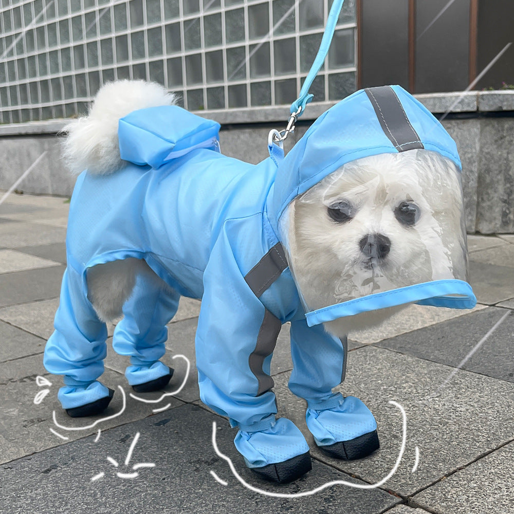 人気リーシャブル子犬犬4本足マッキントッシュ防水オールインワン足付き小型犬