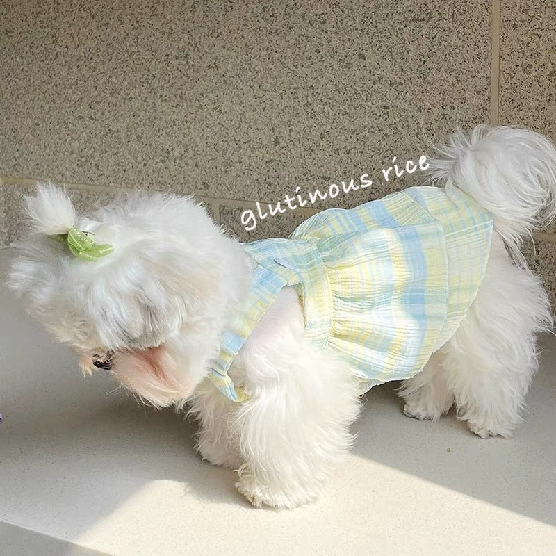 ペット子犬猫二重格子ガーターテディベア博米中小型子犬春秋薄型夏