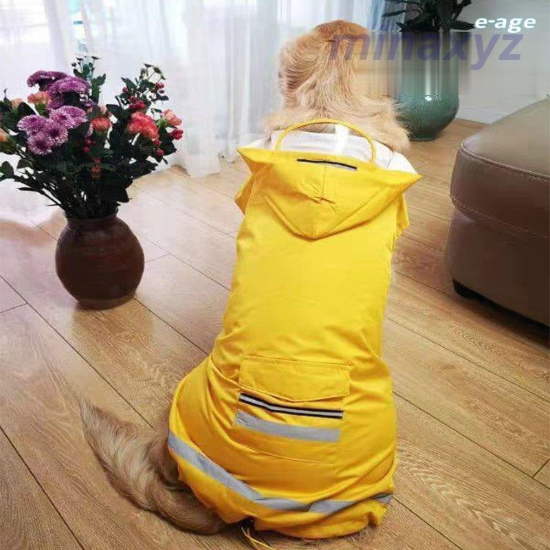 ドッグウェア レインコート カッパ 犬の服 雨具 パーカー フード 反射テープ 大型犬 中型犬 ブルー レッド イー ペット用品 お出掛け 雨の日
