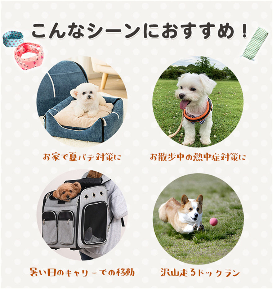 <a href="https://www.qoo10.jp/gmkt.inc/Search/brand.aspx?brandno=137296" target="_blank" class="title_brand" id="btn_brand" title="MAIBED">MAIBED</a>犬用 ネッククーラー ひんやり クール 熱中症対策 暑さ 保冷剤 冷却 夏 散歩 お出かけ アウトドア 屋外 首冷やす