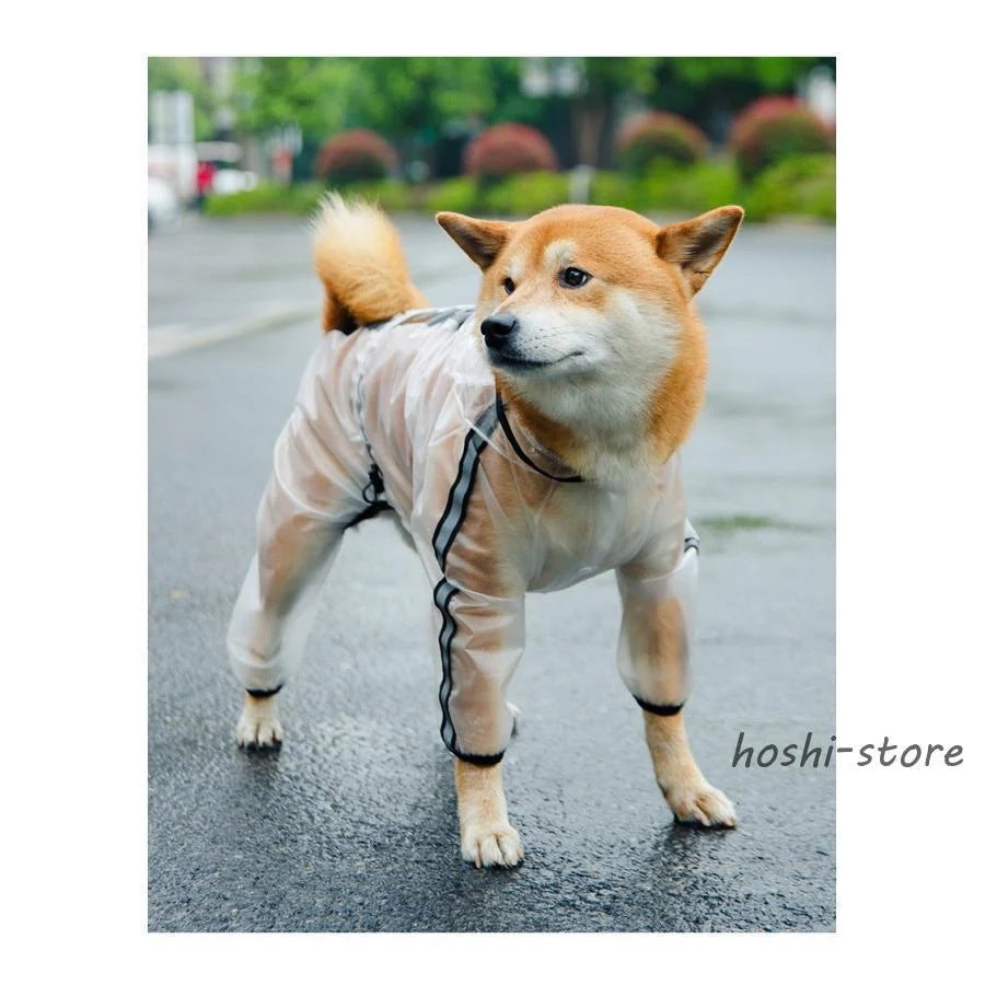 犬用 レインコート ポンチョ 着せやすい ドッグウェア 柴犬 ブラック ホワイト 雨具 カッパ 透明 フード付 小型 中型 大型