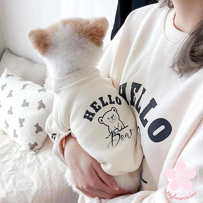 万能流行感 ペット 服 安い 犬 秋 冬 くま柄 モノトーン トレーナー かわいい 可愛い ハイブランド 猫 ドッグ ウェア
