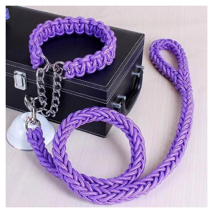 首輪付きリードセット セット ハーフチョーク 全11色×4サイズ XL + しつけ ペット 首輪 犬 中型犬 大型犬 パラコード S M L リード
