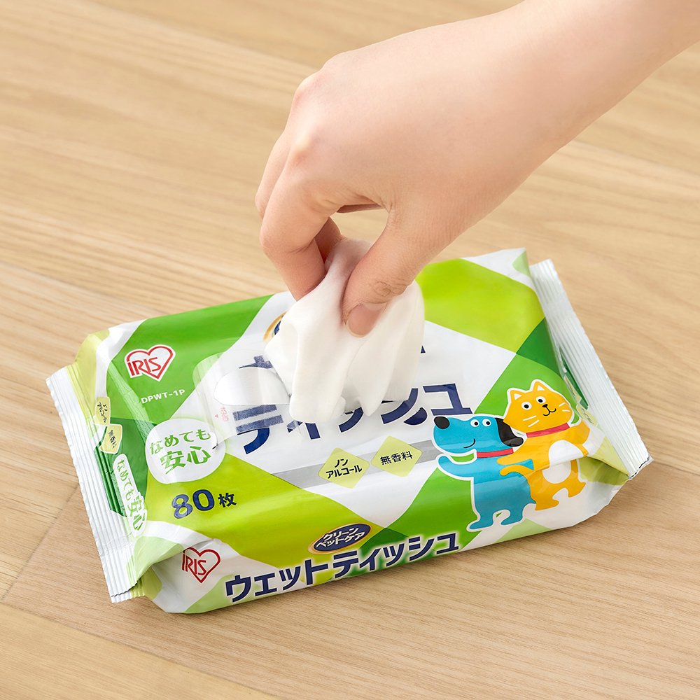 <a href="https://www.qoo10.jp/gmkt.inc/Search/brand.aspx?brandno=49458" target="_blank" class="title_brand" id="btn_brand" title="アイリスオーヤマ">アイリスオーヤマ</a>ペット用ウェットティッシュ 80枚X3パック DPWT-3P CRC40―30―15―00―00