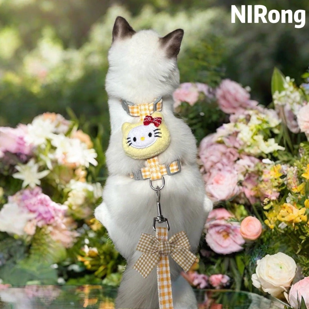 メガ割日系かわいい蝶ネクタイ猫牽引ロープウサギ首輪猫チェーン工字型散歩ロープは外出を調節できる914