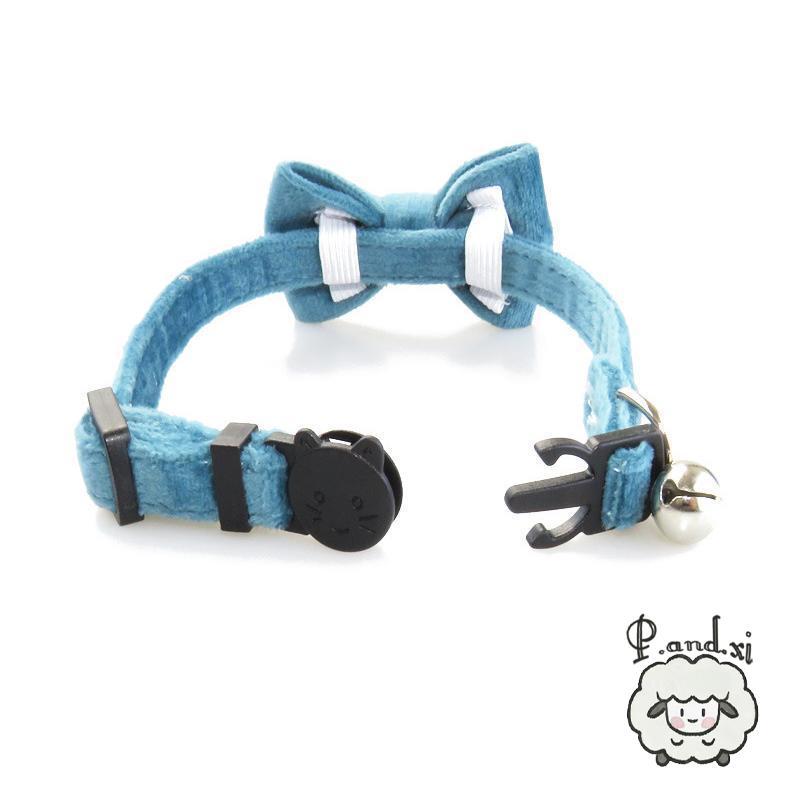 ペット用品 ベロア調 セーフティーバックル チョ かわいい キャット おしゃれ ネコ用 カラー ねこ 蝶ネクタイ 無地 鈴付き 単色 リボン 猫用首輪