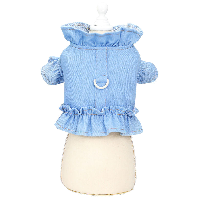 ペットの猫の服の王女の子犬のデニムのスカートのベスト メガ割ワンピースパンツトートバッグ