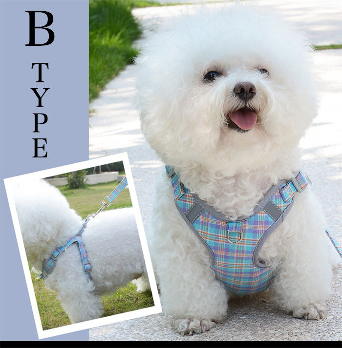 犬 カラフル チェック 猫 リード付 服 ハーネス 胴輪 ドッグ ウェアハーネス キャット ペット
