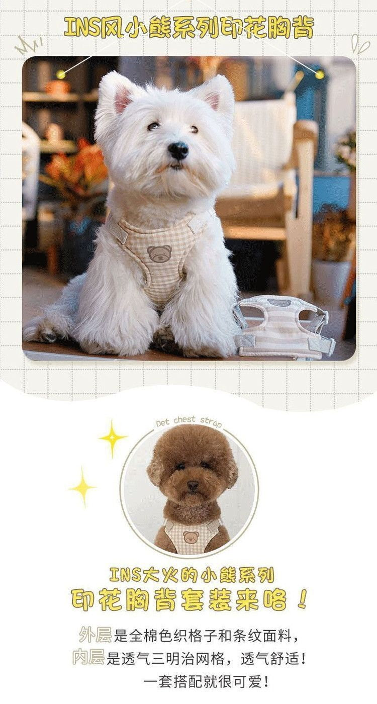 犬の韓国のかわいい熊のシリーズの胸のペットのテディは熊より外に出て胸の帯の牽引縄を持ちます
