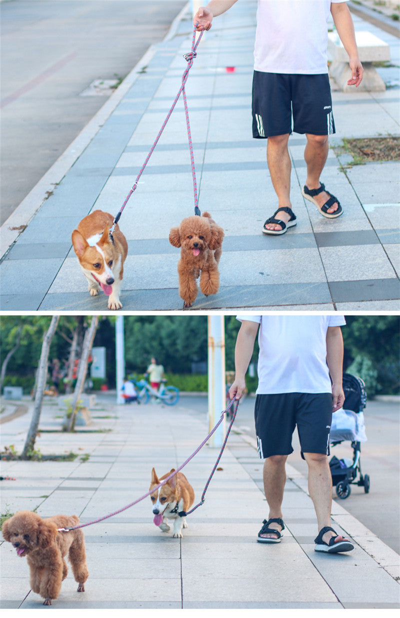 犬 リード 2.6m ショルダーリード 肩掛けリード 2頭引き リード ロングリード 反射機能 小型犬 中型犬 散歩 コンパクト 長い 多頭飼い
