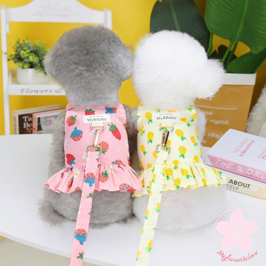 大人気 上品 ペット 服 安い 犬 春 夏 フルーツ 柄 ハーネス ウェア ワンピース かわいい 可愛い ハイブランド 猫 ドッグウェア