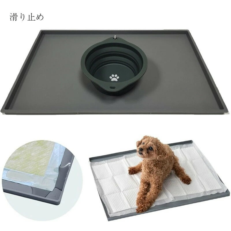 新作 マット トイレトレー ペット用 滑り止め お手入れ簡単 持ち運び 犬 猫 多頭飼い エサ トレー シリコン ペットマット フードトレー ペットトレー エサ皿 餌皿 エサ入れ 食事マット フードマ
