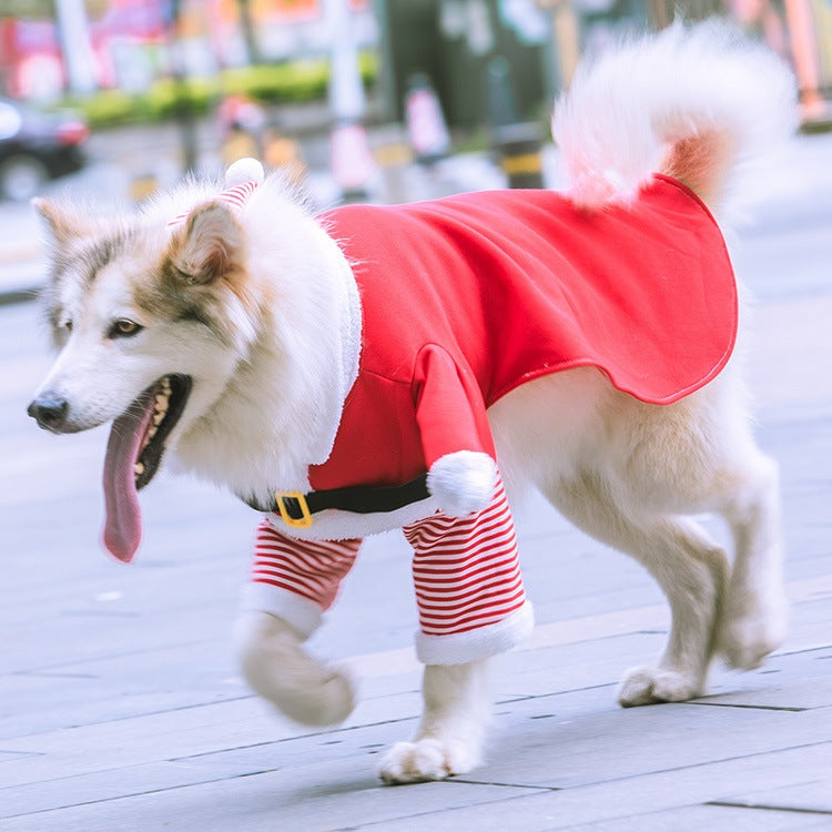 2023年新作入荷 ペット服 犬 服 Tシャツ ドッグウェア中国のビッグドッグと猫サンタクロース犬犬の犬のペット製品秋と冬の豪華なファンボディゴールデンレトリバーの変更