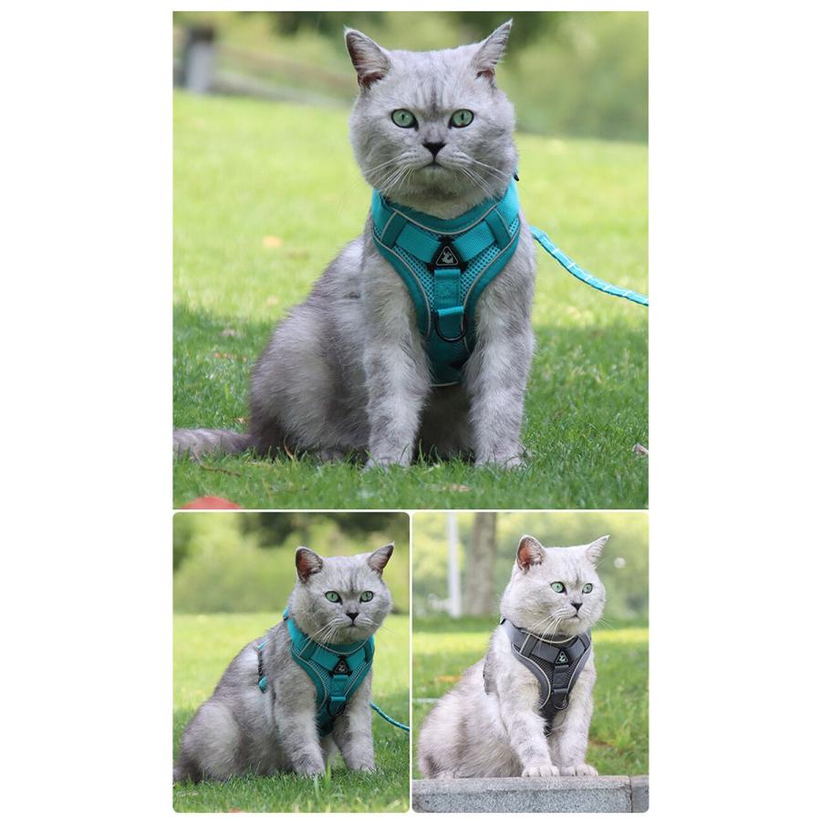 ハーネス 衝撃吸収 キャット 胴輪 1.5m フルカバー ペット 服 犬 猫 ドッグ メッシュ ウェアハーネス 体に優しい リード