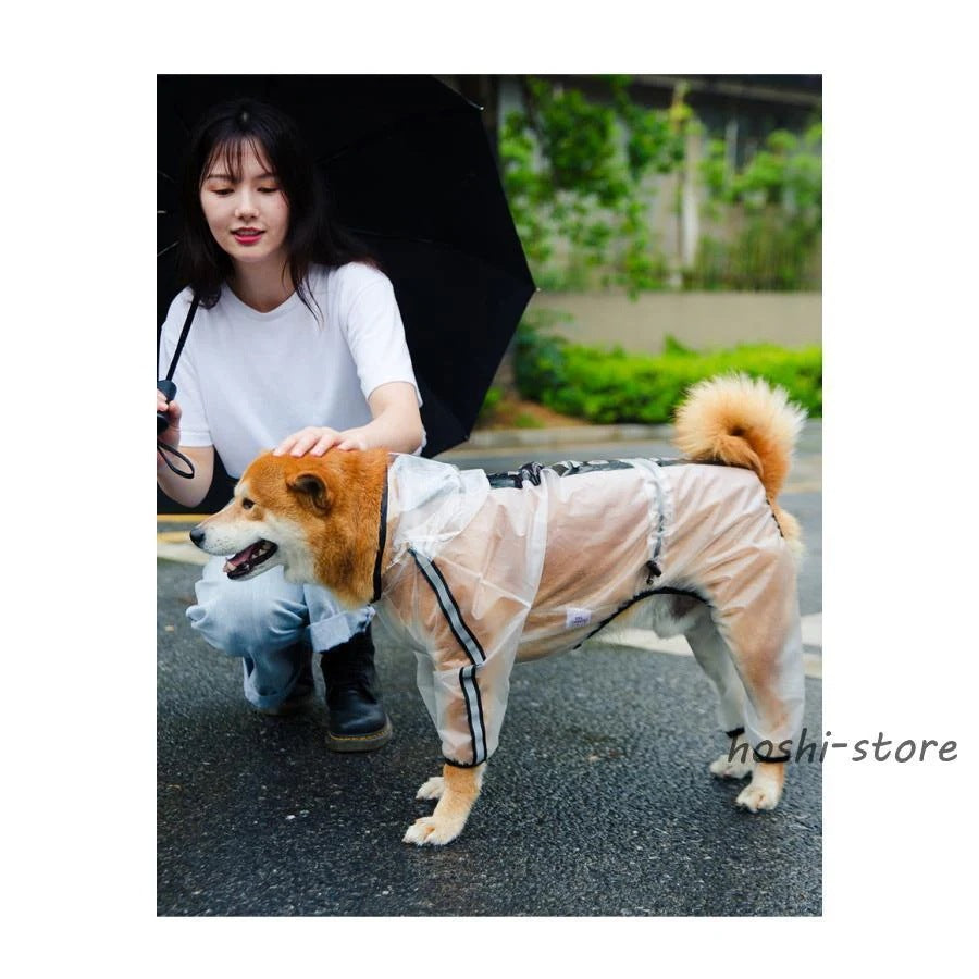 犬用 レインコート ポンチョ 着せやすい ドッグウェア 柴犬 ブラック ホワイト 雨具 カッパ 透明 フード付 小型 中型 大型