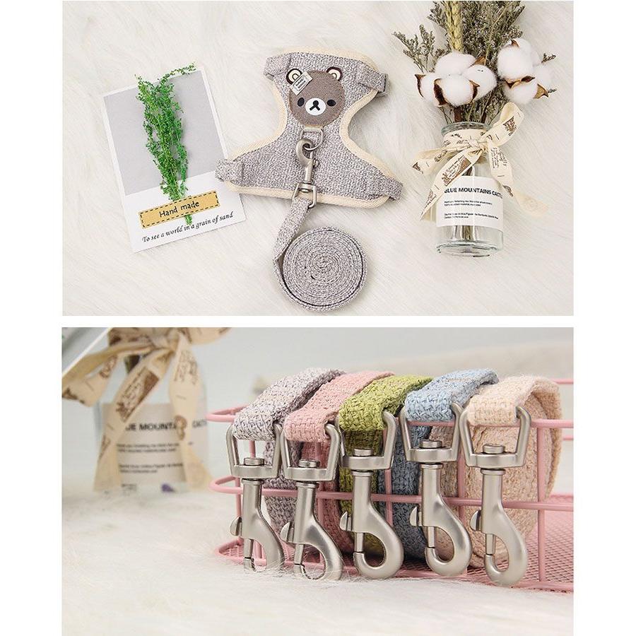 新商品プロモーション,数量限定 ペット用品 ハーネスとリード2点セット 犬用 猫用 犬猫兼用 全6色 素材ポリエステル綿混紡 麻 リード長さ110cmリード幅Sサイズ1cm Mサイズ1ペット用品 ハ