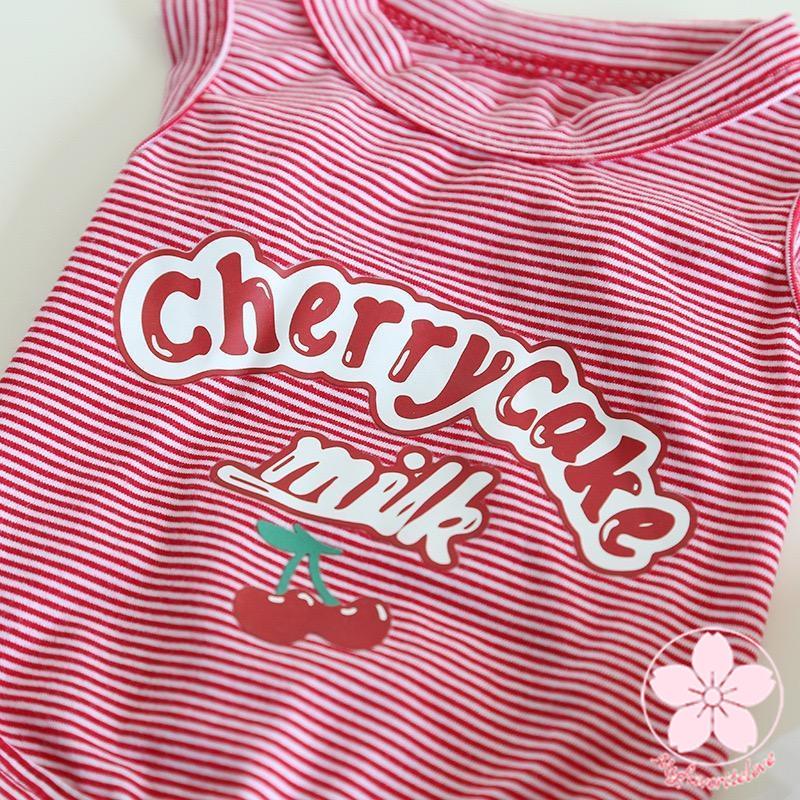 新入庫 ペット 服 安い 犬 春 夏 秋 さくらんぼ 柄 ボーダー タンクトップ ワンピース かわいい 可愛い ハイブランド 猫 ドッグウェア