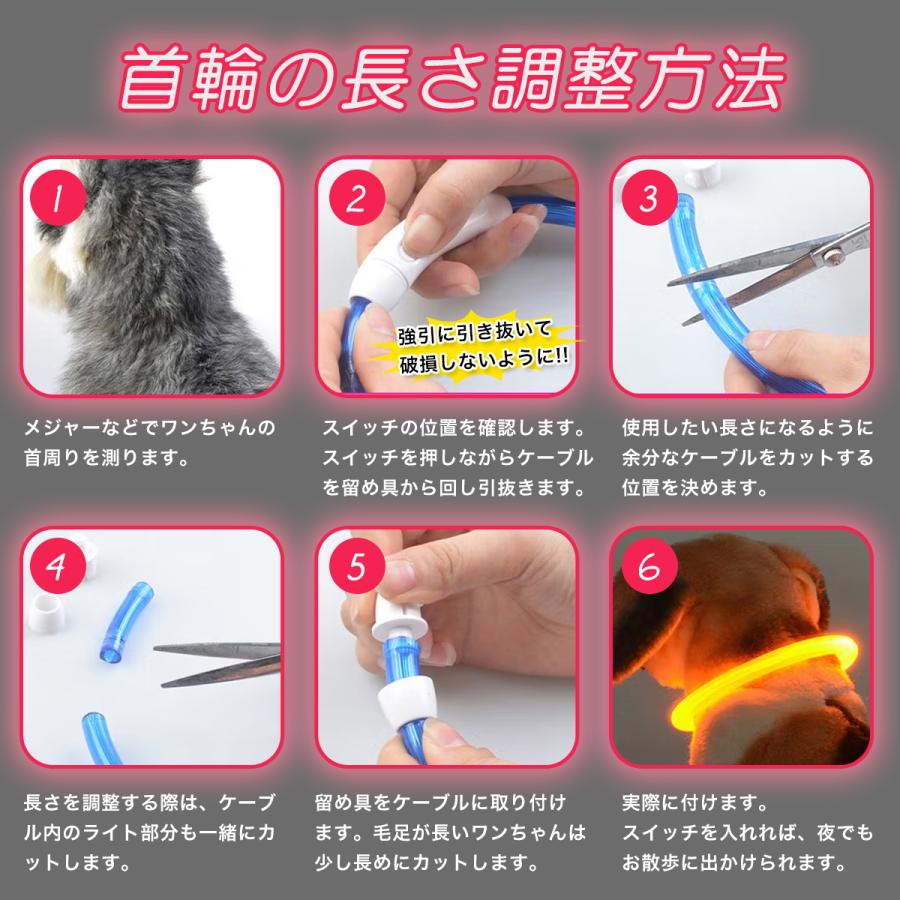 光る首輪 光る 充電式 散歩 首輪 LED おしゃれ 犬 夜 ペット レインボー 猫 USB ライト