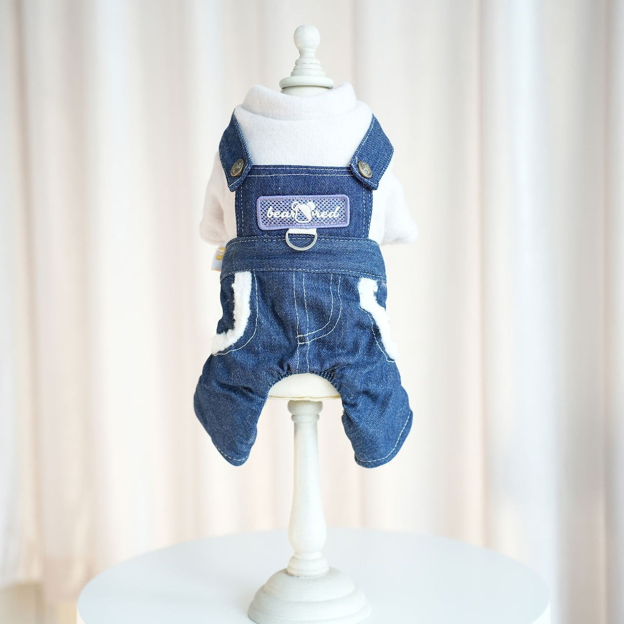 犬服ペット新作秋冬ウェア擦れデニムスーツ犬ビション背中4本足服ズボン2本足服