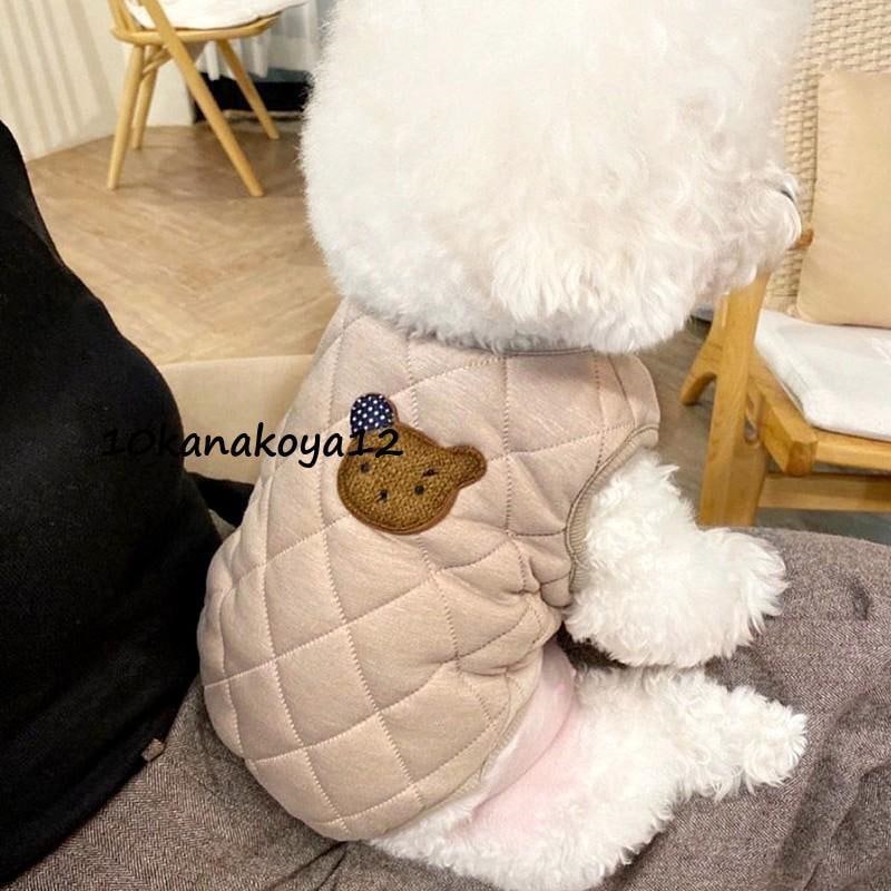 犬 服 ジャケット コート クマ 犬の服 オシャレ 防寒 キルティング ダウン風ジャケット 冬 防寒 冬服 冬物