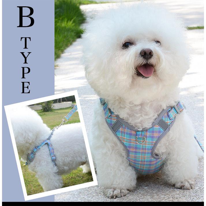犬 カラフル チェック 猫 リード付 服 ハーネス 胴輪 ドッグ ウェアハーネス キャット ペット