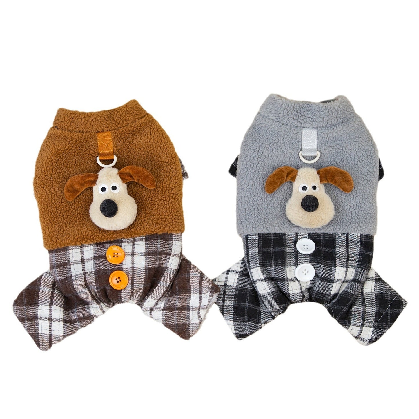 人気犬の服ペット服小型犬や猫が秋と冬に着用することができます暖かく快適な茶色の犬の4本足の綿のコート