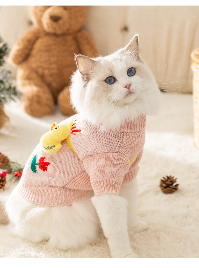 猫クリスマスお祭り秋冬ヘラジカクロスボディニットジャンパー犬暖かいハロウィンペット服