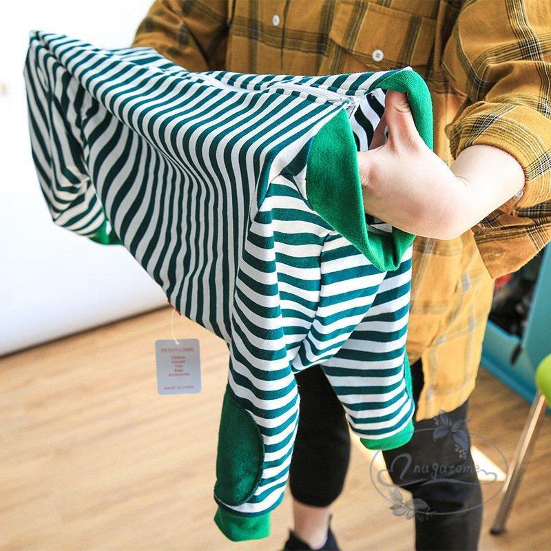 工ガ割-大型犬向け 犬服 ドッグウェア つなぎ カバーオール 背面ジッパータイプ ボーダーロンパース つなぎ パジャマ 抜け毛防止 部屋着 ペット服