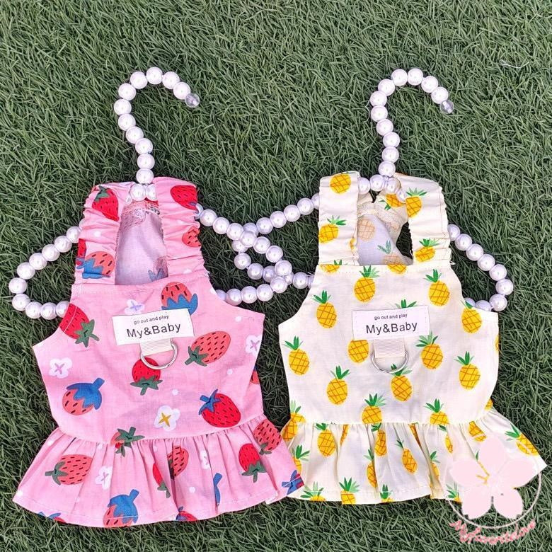 大人気 上品 ペット 服 安い 犬 春 夏 フルーツ 柄 ハーネス ウェア ワンピース かわいい 可愛い ハイブランド 猫 ドッグウェア