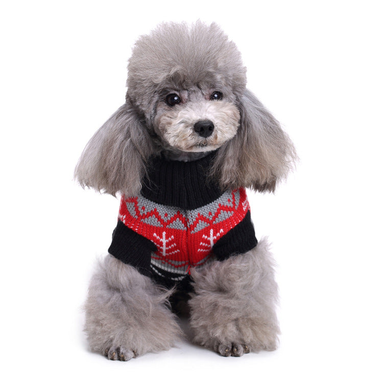 2023年新作入荷 ペット服 犬 服 Tシャツ ドッグウェアペットの服セーターハイネック犬の服セータークリスマス雪花の犬のセーター秋冬