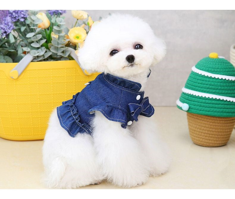 ペットの猫の服の王女の子犬のデニムのスカートのベスト メガ割ワンピースパンツトートバッグ