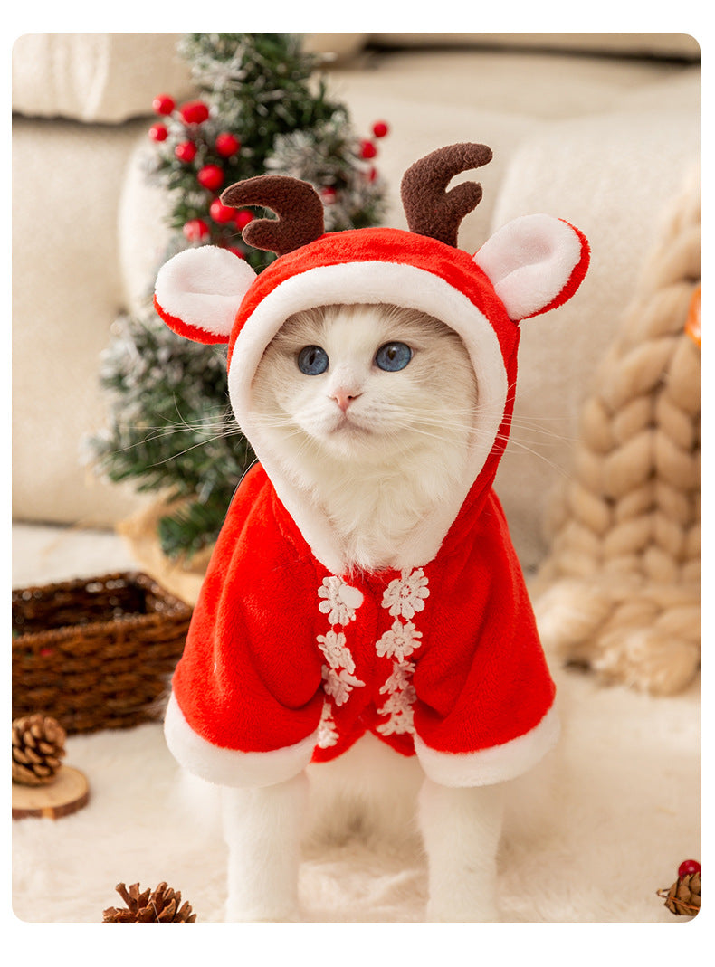 秋冬の犬服 テディボーミペットのコキシナレビーベア秋冬服 猫の服クリスマスシリーズ鹿の角のマント