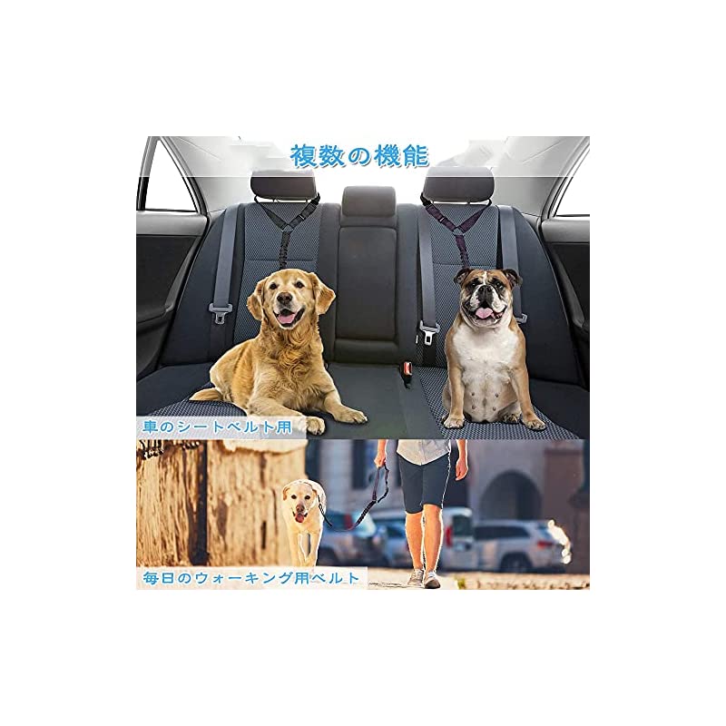 【即納】ペット リード 犬 猫 シートベルト 安全ベルト 車専用リード 安全ベルト 飛びつく防止 長さ調節 簡単装着 黒