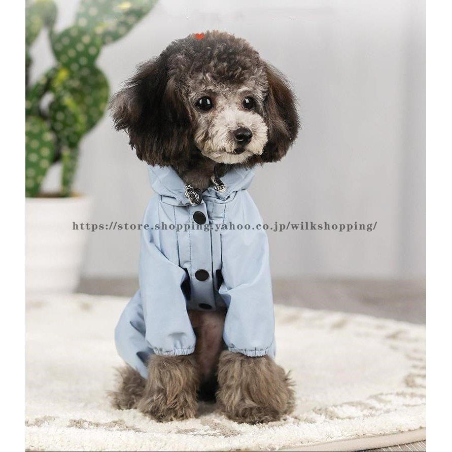 ペット服 ドッグウェア レインコート 犬の服 犬服 雨服 雨具 パーカー フード付き 四足 小中型犬用 雨の日 防水 雨具 お散歩 梅雨対策 着脱簡単
