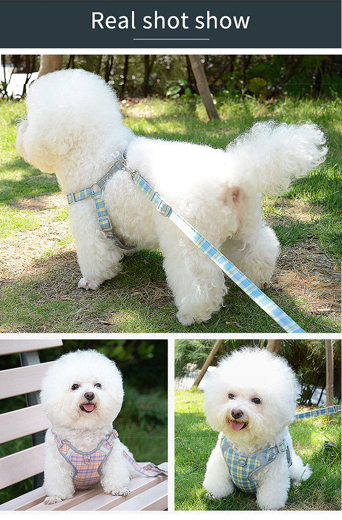 服 ドッグ キャット 猫 ウェアハーネス リード付 犬 ハーネス ペット カラフル 胴輪 チェック