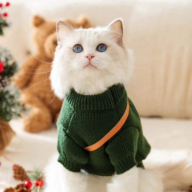 猫クリスマスお祭り秋冬ヘラジカクロスボディニットジャンパー犬暖かいハロウィンペット服