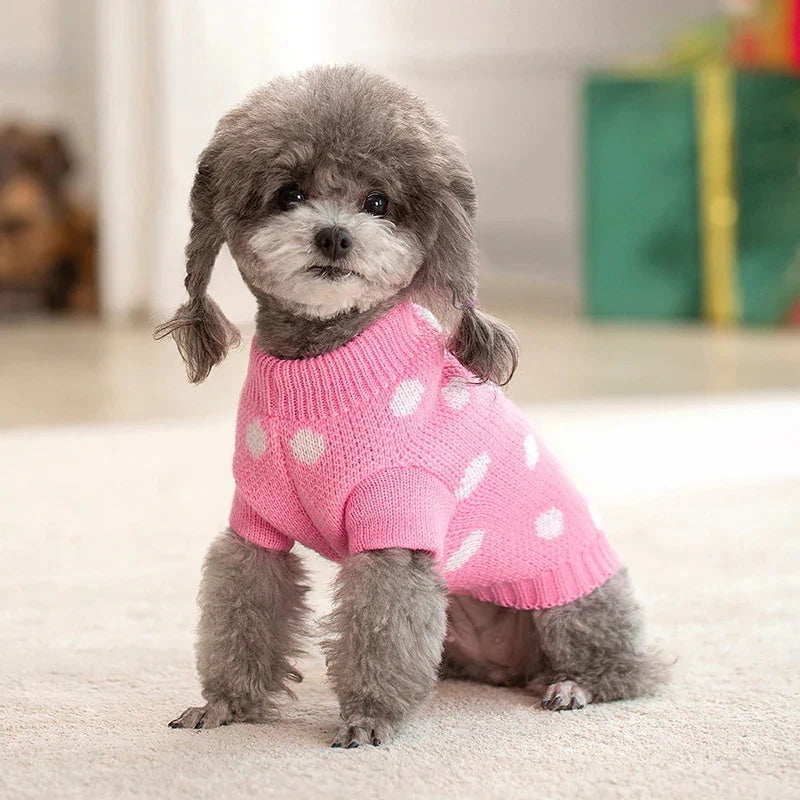 人气新作ホット冬ペット セーター クリスマス小型および中型犬ストライプ フード付きセーター ニット ペット服