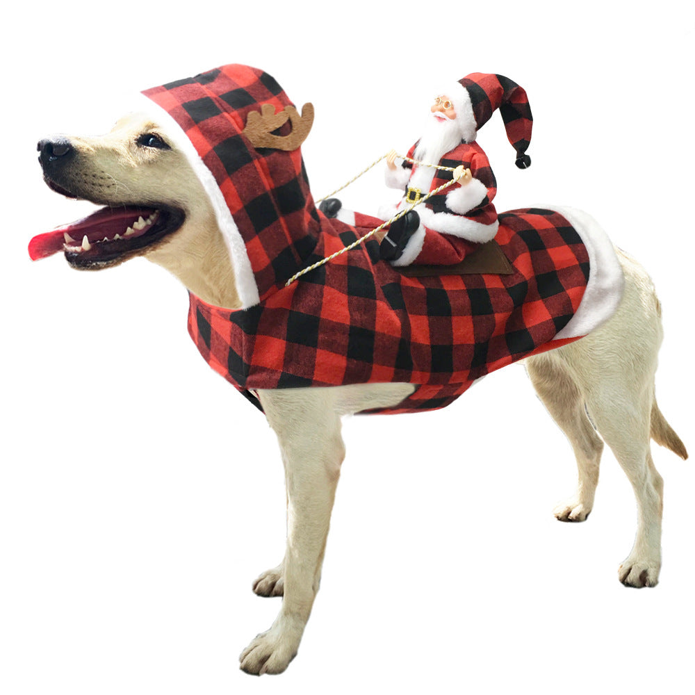ペット犬クリスマス衣装サンタ乗馬スーツクリスマスペット服鹿乗馬スーツペットクリスマス用品